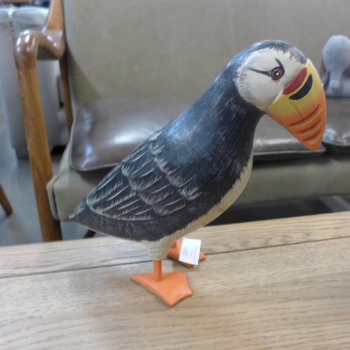 1305 - A wooden decorative puffin, H 21cms (PUFF0112)   #