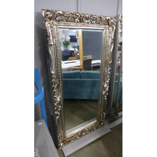 1413 - A champagne silver double framed mirror