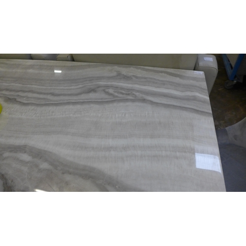 1591 - A white and grey marble effect topped dining table, built