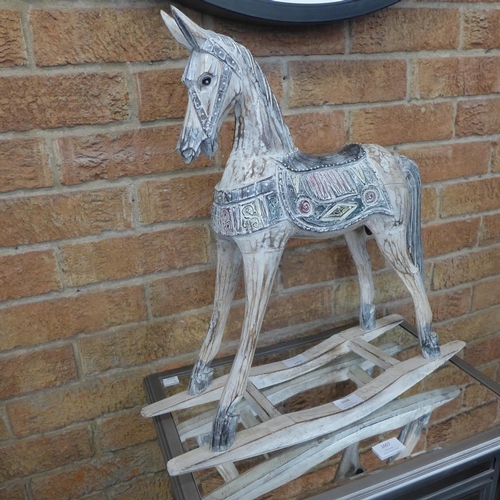 1608 - A wooden ornamental rocking horse, H 60cms (AR00628)   #