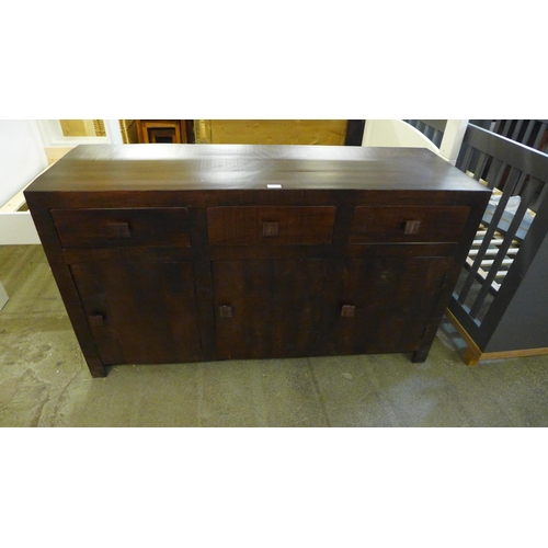 1632 - An Indian hardwood three door three drawer sideboard (slightly marked)