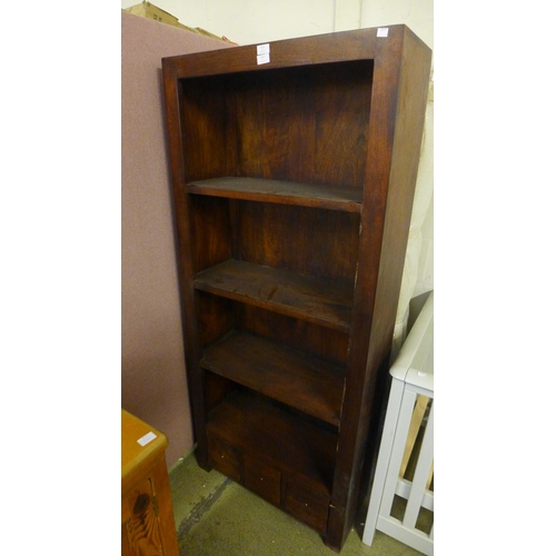 1651 - An Indian hardwood three drawer bookcase * this lot is subject to VAT (boxed )