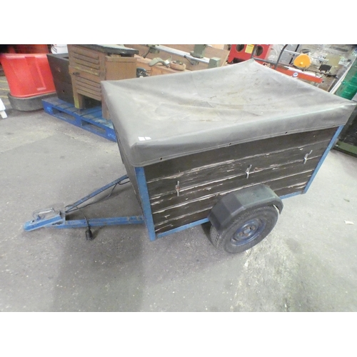 2398 - 4ft x 3ft x 2ft trailer with board and electrics plus spare wheel and new tyres