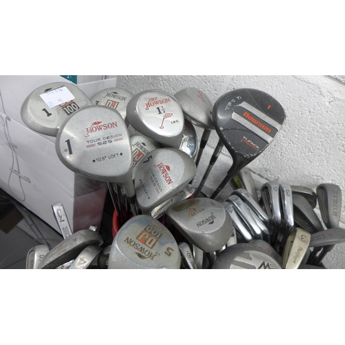 2284 - 5 Bags of various golf woods/irons inc. Howson, Inesis, Dunlop, Adams, etc.