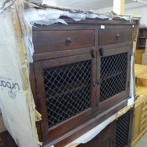 1660 - A hardwood two door three drawer sideboard *This lot is subject to VAT