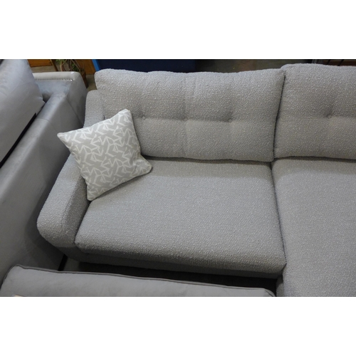 1379 - A light grey Teddy bear fabric three seater/chaise