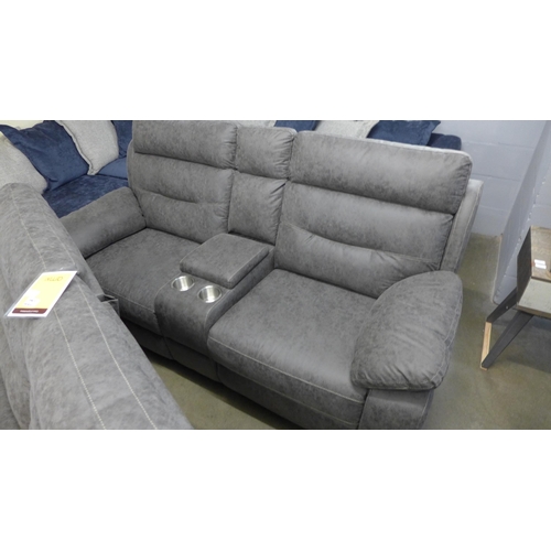 1388a - An Alexandra grey upholstered three seater power recliner and two seater sofas