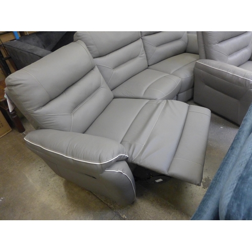 1492a - A Raffa grey leather and cream piping reclining four seater sofa and armchair (original RRP £2298)