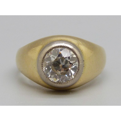 1299 - A yellow metal and diamond ring, approximately 2.5ct diamond weight, 12.8g, R, (approximately 7mm di... 