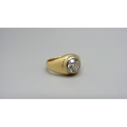 1299 - A yellow metal and diamond ring, approximately 2.5ct diamond weight, 12.8g, R, (approximately 7mm di... 