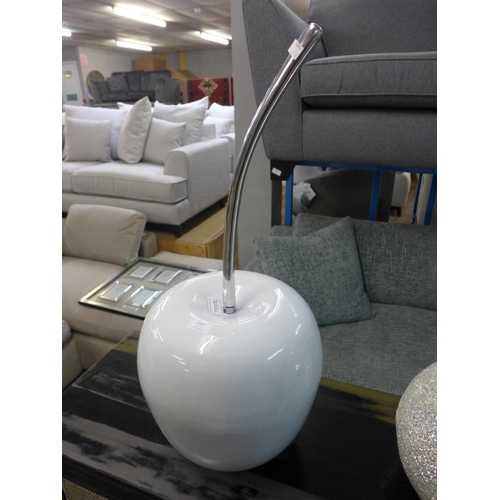 1303 - A white glass and chrome decorative cherry