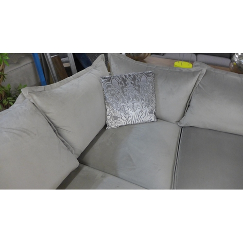 1347 - An Oakland Mao Mao aluminium velvet and studded two piece corner sofa