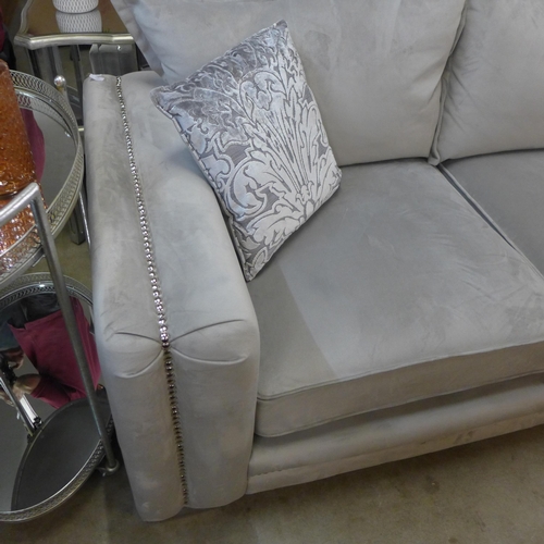 1347 - An Oakland Mao Mao aluminium velvet and studded two piece corner sofa