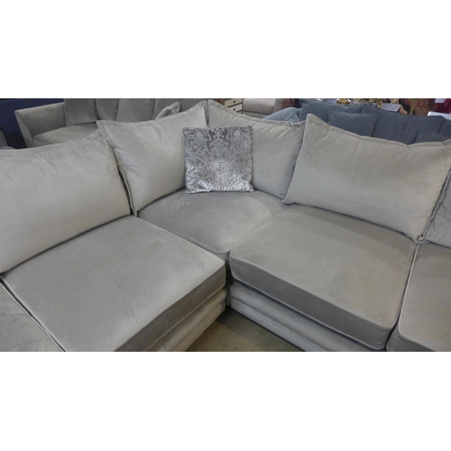 1347 - An Oakland Mao Mao aluminium velvet and studded two piece corner sofa