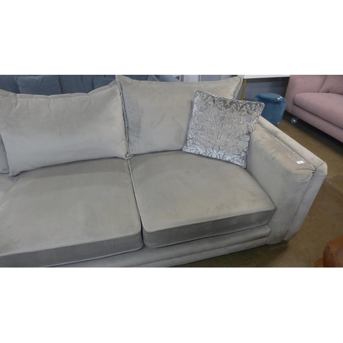 1347 - An Oakland Mao Mao aluminium velvet and studded two piece corner sofa