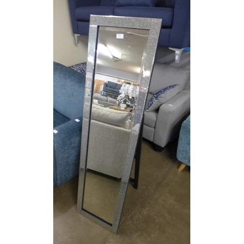 1357 - A silver glitter framed cheval mirror