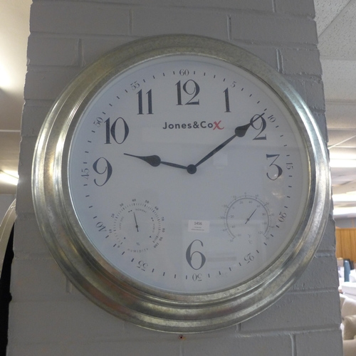 1452 - A silver circular 'Jones and CoX' wall clock, suitable for outdoor use