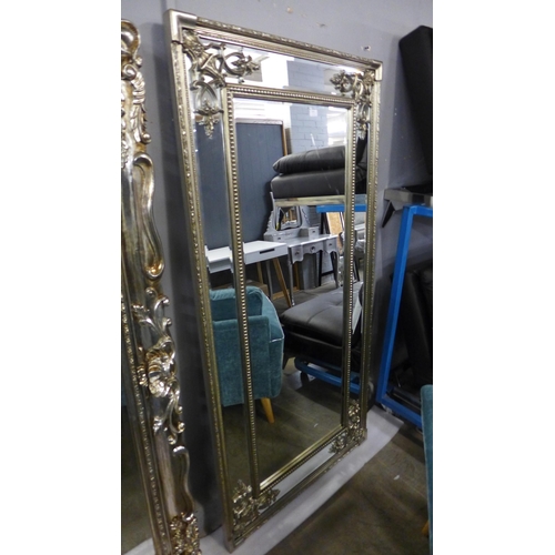 1411 - A 6ft antique style silver mirror - minor damage to frame