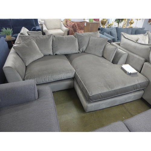 1325 - A volcanic ash velvet RHF corner sofa