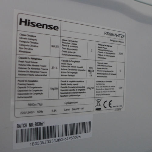 3056 - Hisense Side-By-Side Stainless Steel Fridge Freezer (Model: RS694N4TZF) (4110-26)   Original RRP £70... 