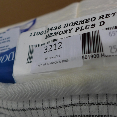 3212 - Dormeo Memory Plus Double Mattress, Original RRP  £164.99 + vat  (250A -513)  * This lot is subject ... 