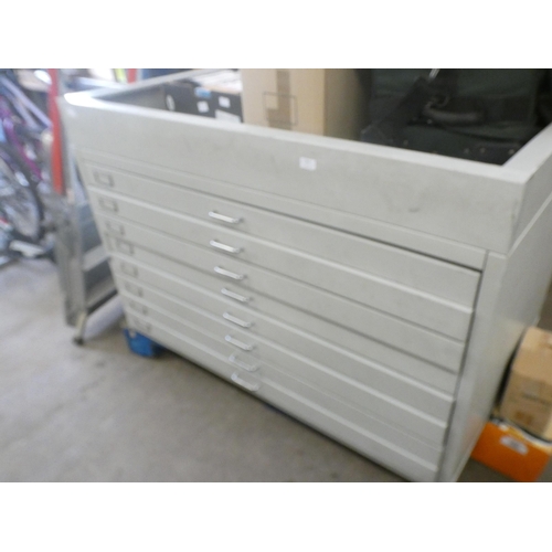 2297 - Draughtsman's/architect's 8 Drawer metal plan chest, approx. W 1.5m x H 1.2m x D 1.2m