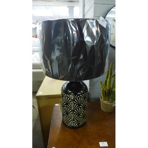 1534 - A Poiret Art Deco detail ceramic lamp with black shade, H 53cms (30-807-C33)   #