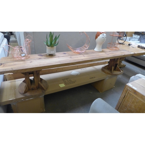 1556 - A 7ft reclaimed pine bench