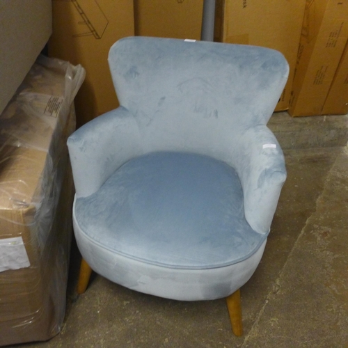 1567 - A Charleston blue velvet small armchair