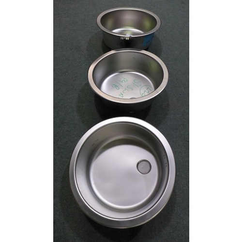 3044 - 3 x Installation Round Stainless Steel Sinks (450mm), Original RRP £25 inclusive of VAT * This lot i... 