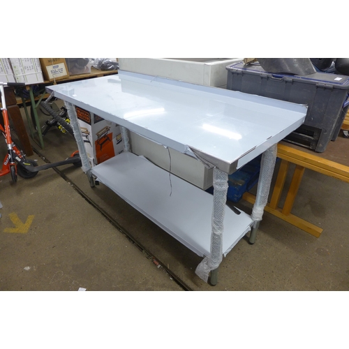 2298 - Unused 5ft stainless steel prep table, still sealed. L60”x D24”xH34”