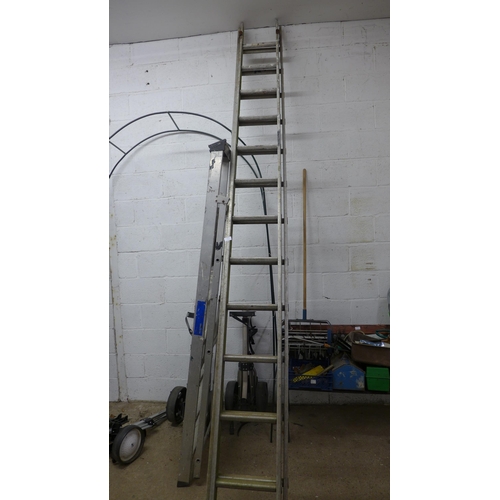 2337 - 13 Rung double aluminium ladder & 6-step aluminium stepladder