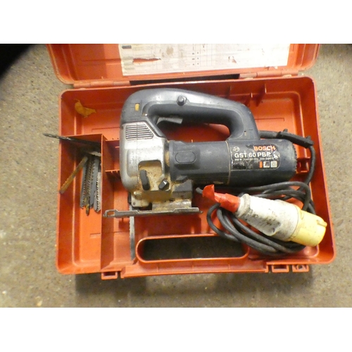 2023 - Power tool job lot: Bosch electric plane, drill and driver in case, Bosch jigsaw in case