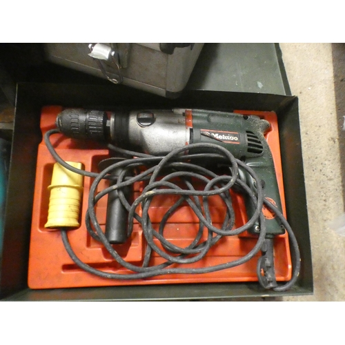 2025 - Power tool job lot: Black and Decker dremel type multitool, 110v breaker drill, Metabo 110v hammer d... 