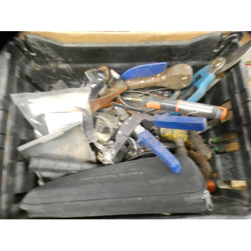 2026 - Box of clamps, spanners and vices with Elora socket set plus tub of hand tools