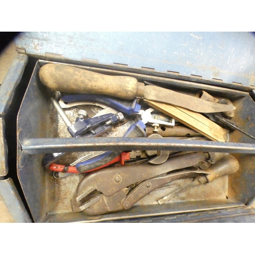 2026 - Box of clamps, spanners and vices with Elora socket set plus tub of hand tools