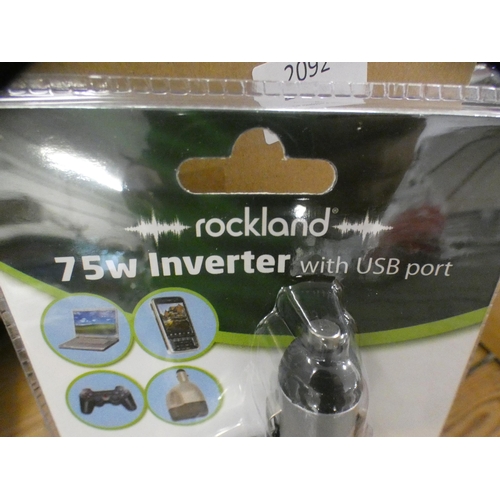 2100 - Box of 3 Rockland 75w inverters for car/caravan use (12v DC to 230v AC) - sealed