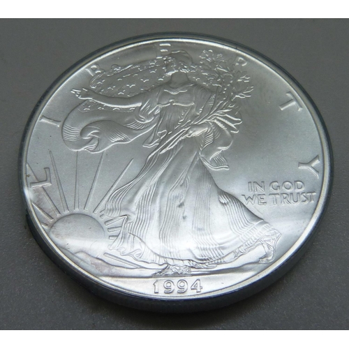 1029 - A USA 1oz fine silver one dollar coin, 1994