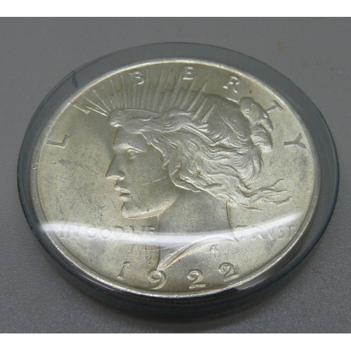 1036 - A USA Peace one dollar coin, 1922