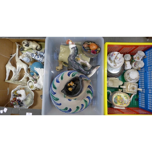 1051 - Three boxes of mixed china, stone and metalware **PLEASE NOTE THIS LOT IS NOT ELIGIBLE FOR POSTING A... 