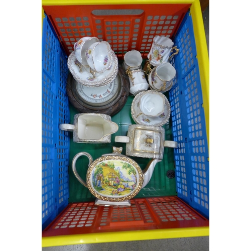 1051 - Three boxes of mixed china, stone and metalware **PLEASE NOTE THIS LOT IS NOT ELIGIBLE FOR POSTING A... 