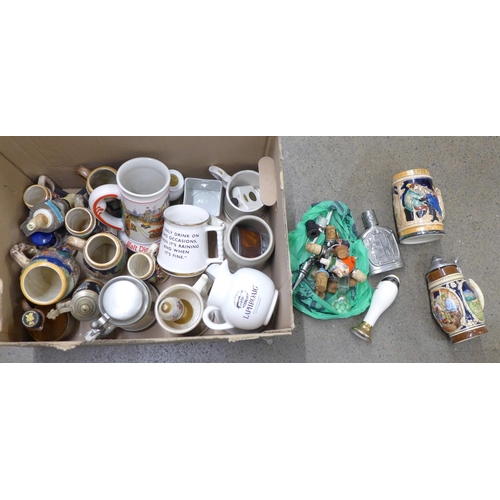 1055 - A box of steins, pump handles and stoppers **PLEASE NOTE THIS LOT IS NOT ELIGIBLE FOR POSTING AND PA... 