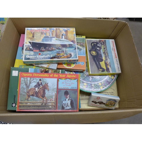 1081 - Three boxes of vintage jigsaw puzzles and some parlour games **PLEASE NOTE THIS LOT IS NOT ELIGIBLE ... 