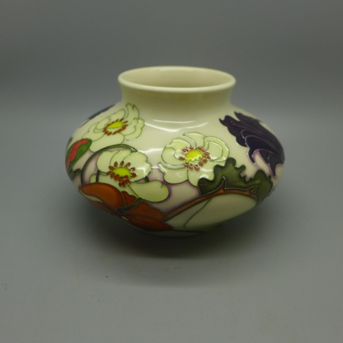 609 - A Moorcroft Sandringham Bouquet squat vase, 2007 backstamp, 8.25cm