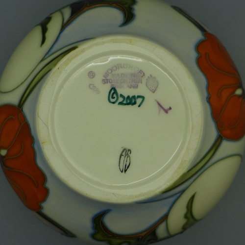 609 - A Moorcroft Sandringham Bouquet squat vase, 2007 backstamp, 8.25cm