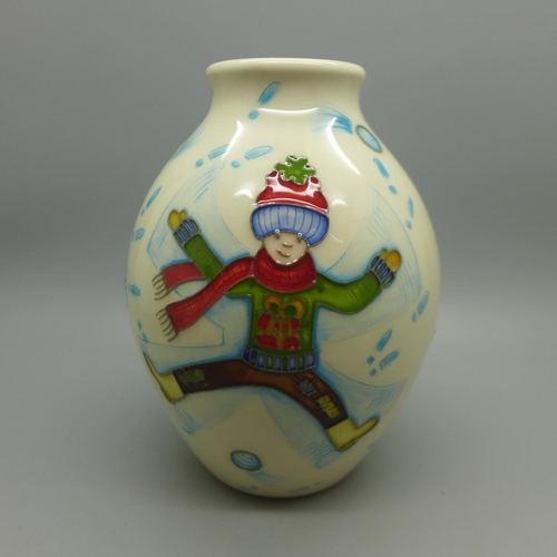 611 - A Moorcroft vase, Snow Angel by Helen Dale, 13cm