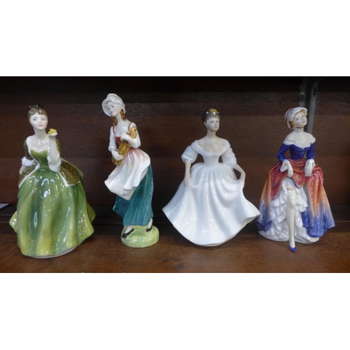 663 - Four Royal Doulton figures; Angela, Phyllis, Lizzie and Fleur