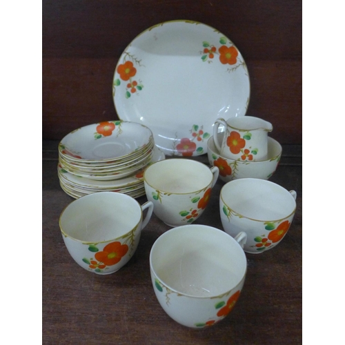 703 - A Homeleighware hand painted early 20th Century part tea set