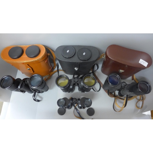 720 - Four pairs of binoculars including 8x30 Zenith and 10x50 Carl Zeiss Jena Janoplem