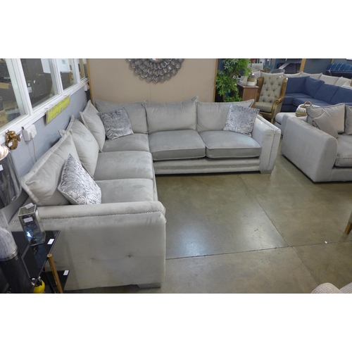 1347 - An Oakland Mao Mao aluminium velvet and studded two piece corner sofa